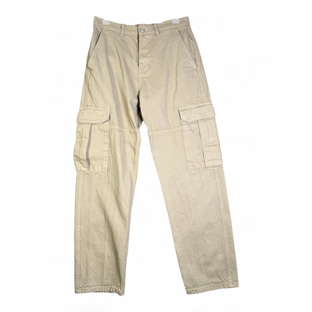 Zara Man Beige Cargo Pants Straight Leg Utility Trousers Sand Mens Size 29